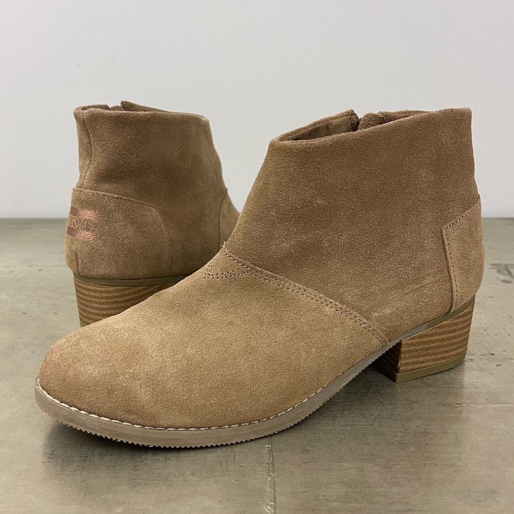 Tom's Leila Toffee Suede Ankle Booties Boots Youth